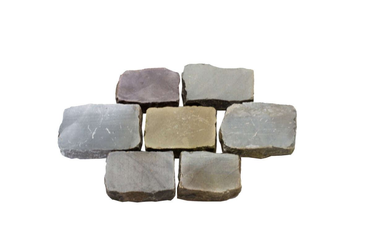 Pavés sciés rectangles en grès belge de réemploi