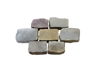 Pavés sciés rectangles en grès belge de réemploi